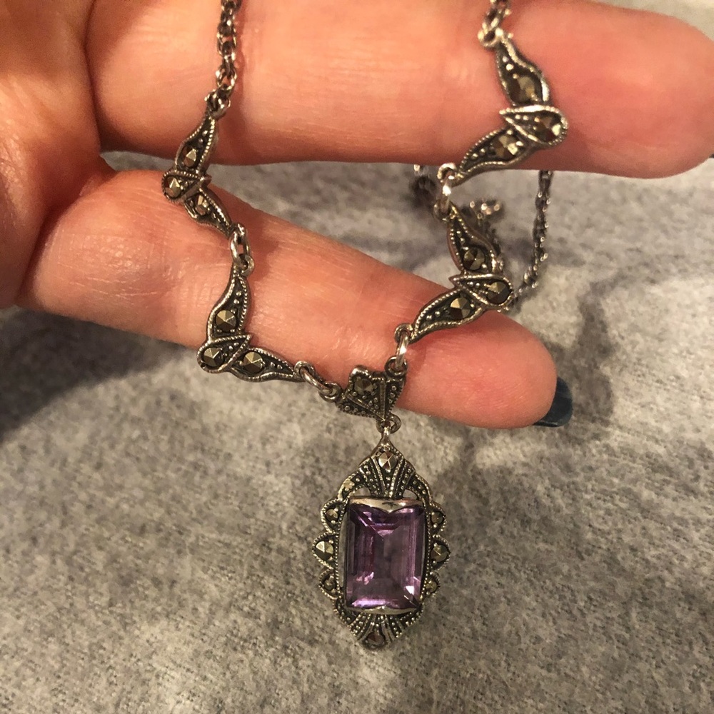 Sterling Amethyst and Marcasite necklace